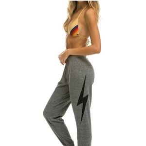 Aviator Nation Gray Lightning Bolt Women's Joggers